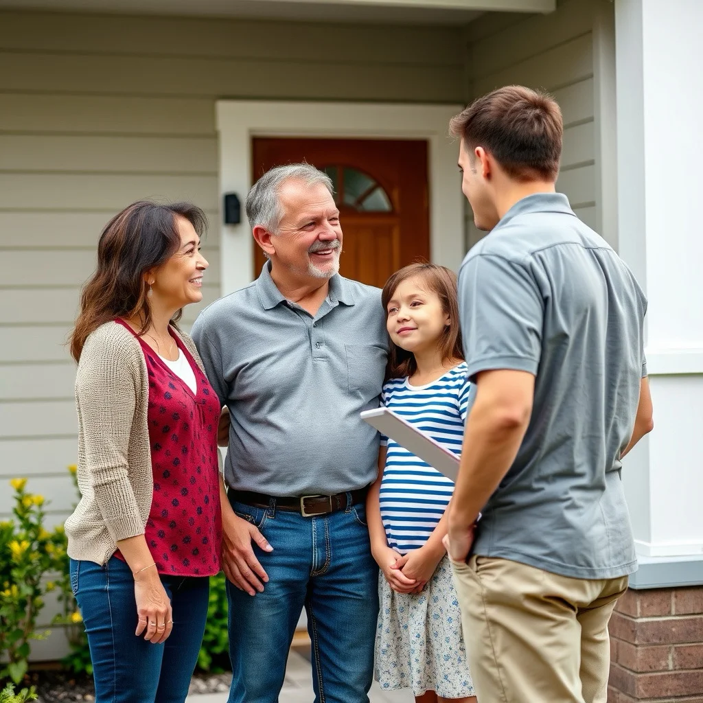Home Spectors inspector meeting with a family on their front porch in Greensboro
